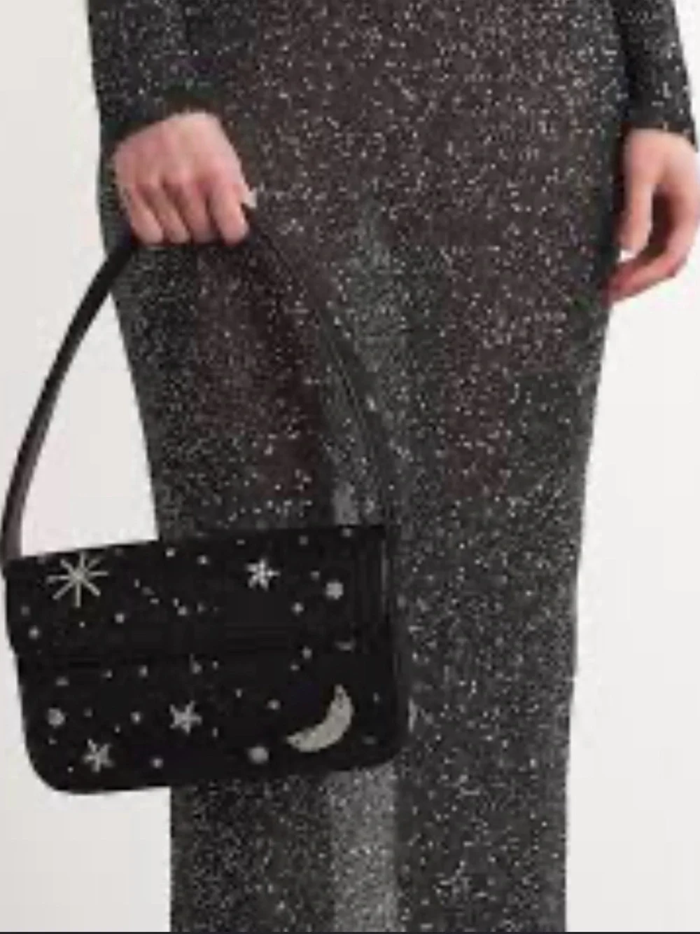 STAUD Black Beaded Celestial Shoulder Bag